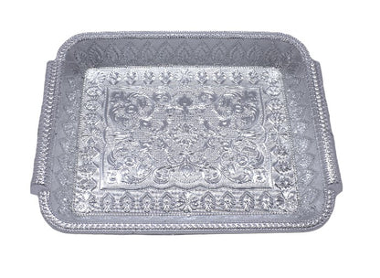 Silver Rectangle Plastic Gift Hamper Tray