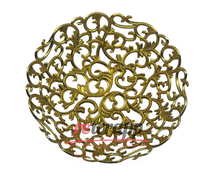 Golden Plastic Basket with Floral Design