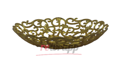 Golden Plastic Basket with Floral Design