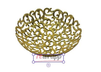 Golden Plastic Basket with Floral Design