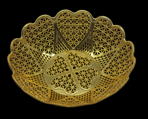 Golden Basket with Heart Design