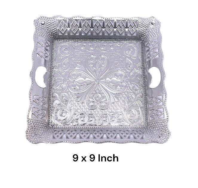 Silver Square Plastic Gift Hamper Tray